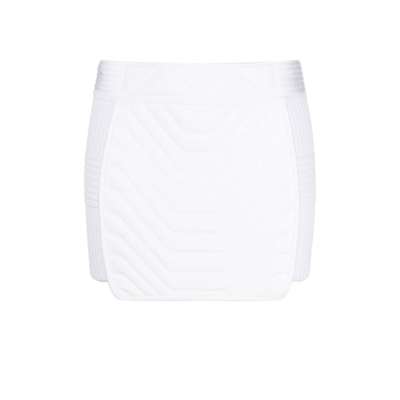 Shop Balmain White Padded Panel Mini Skirt
