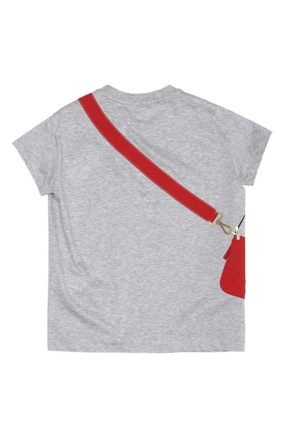 Shop Fendi Kids' Trompe L'oeil Bag Graphic Tee In F19d4 Grey/ Red