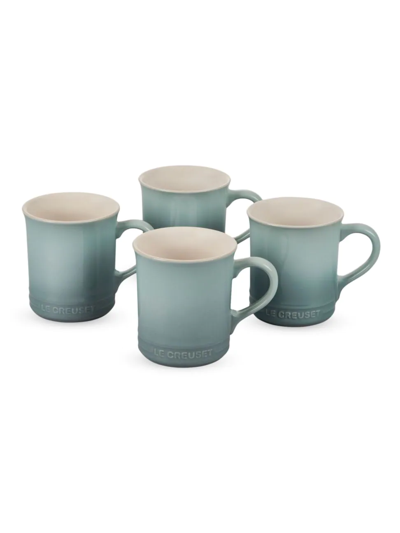 Shop Le Creuset 4-piece Stoneware Mug Set In Sea Salt