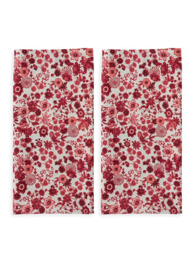 Shop Juliska Field Of Flowers Kitchen Towels 2-piece Set In Red