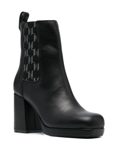 Karl Lagerfeld Monogram-trim 100mm Chelsea Boots In Schwarz