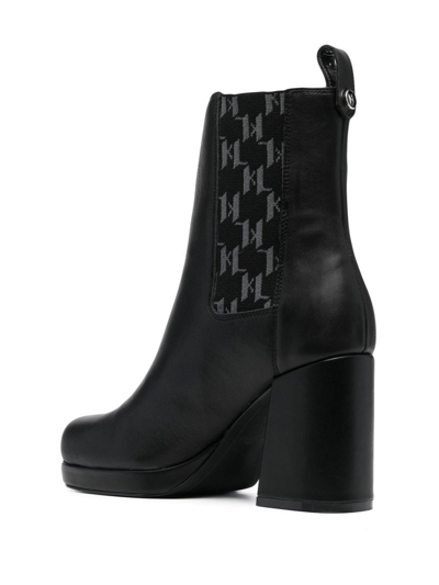 Karl Lagerfeld Monogram-trim 100mm Chelsea Boots In Schwarz