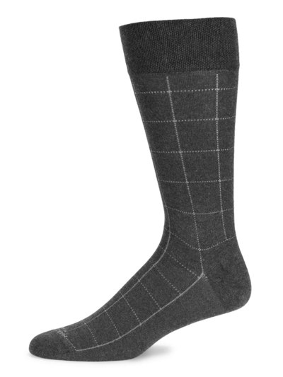 Shop Marcoliani Men's Windowpane Check Modal Socks In Asphalt