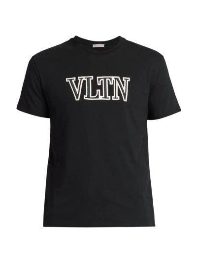 Shop Valentino Men's Cotton Crewneck T-shirt In Nero