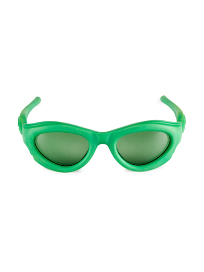 Shop Bottega Veneta Men's 51mm Original Injection Oval Sunglasses In Green