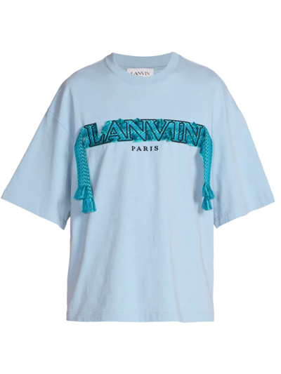 Shop Lanvin Curb Logo Oversized T-shirt In Blue
