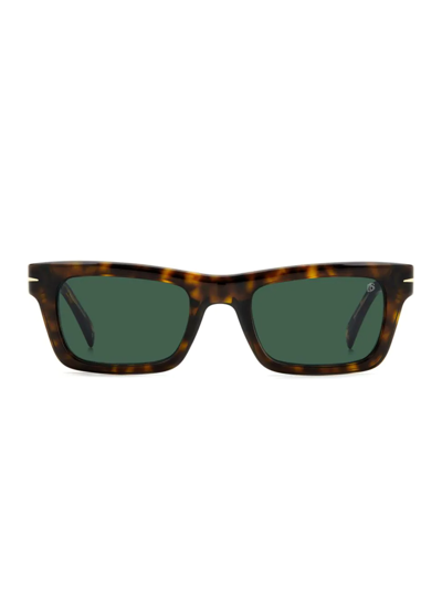 Shop David Beckham Men's Havana 51mm Rectangle Sunglasses In Brown
