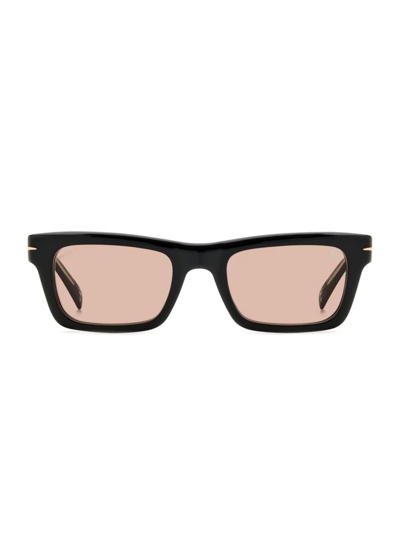Shop David Beckham Men's Havana 51mm Rectangle Sunglasses In Black Pink