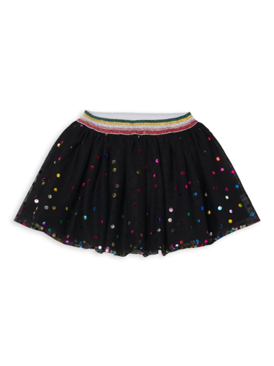 Shop Stella Mccartney Little Girl's & Girl's Metallic Polka Dot Tulle Skirt In Black