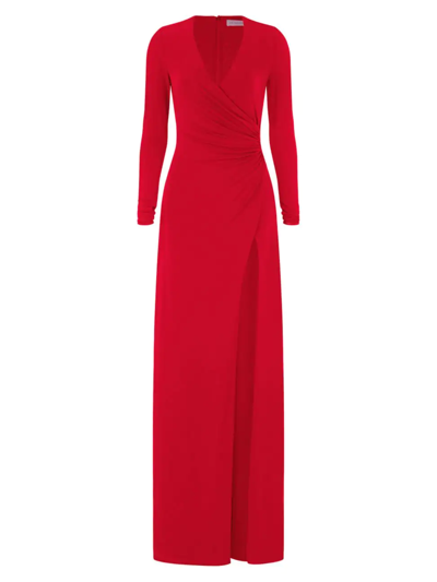 Shop Halston Women's Sydney Ruched Jersey Gown In  Red