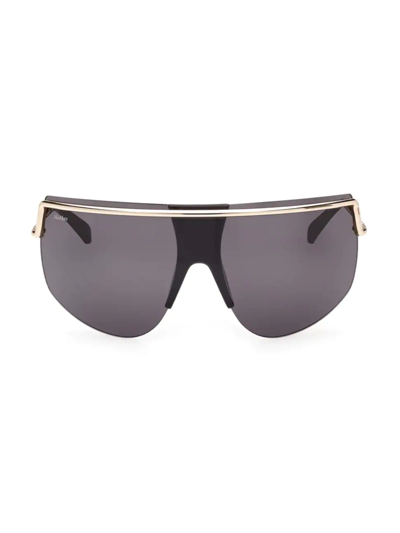 Shop Max Mara Women's Sophie 70mm Shield Sunglasses In Shiny Smoke