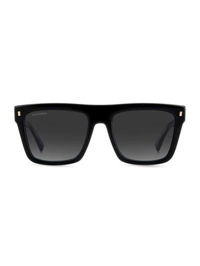 Shop Dsquared2 Men's Plastic 54mm Square Sunglasses In Black Grey