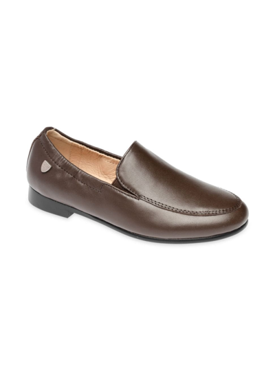 Shop Venettini Boy's Aston Leather Loafers In Brown Shiny
