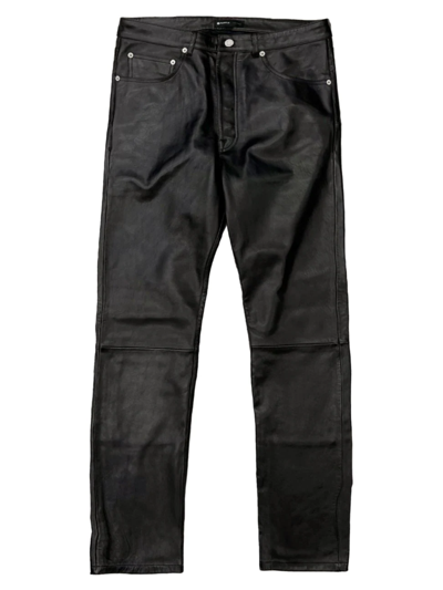 Shop Purple Brand Men's Leather Straight-leg Jeans In Black Beauty