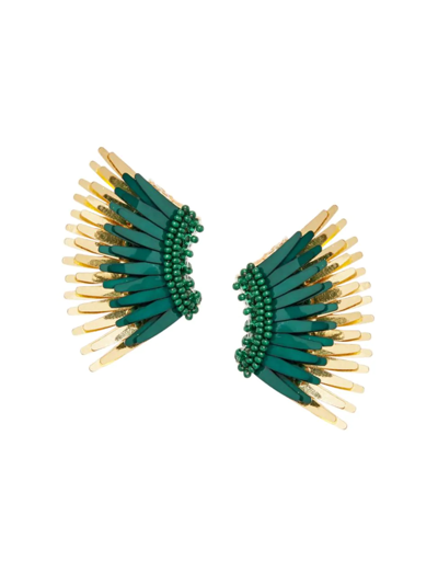 Shop Mignonne Gavigan Women's Madeline Goldtone & Mixed-media Mini Wing Earrings In Green