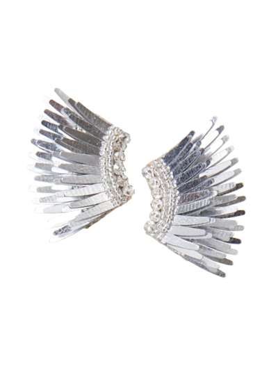 Shop Mignonne Gavigan Women's Madeline Rhodium-plated & Mixed-media Mini Wing Earrings In Silver