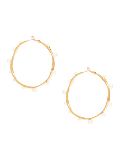 Shop Mignonne Gavigan Women's Isla 14k-gold-plated & Freshwater Pearl Hoop Earrings