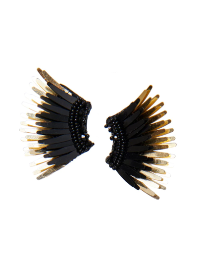 Shop Mignonne Gavigan Women's Madeline 14k-gold-plated & Mixed-media Mini Wing Earrings In Black