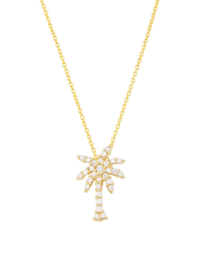 Shop Roberto Coin Women's Tiny Treasures 18k Yellow Gold & Diamond Small Palm-tree Pendant Necklace