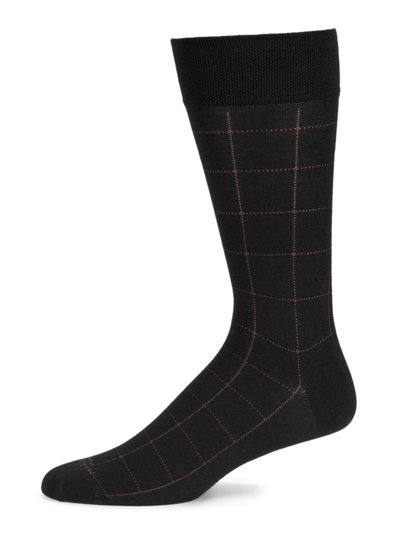 Shop Marcoliani Men's Windowpane Check Modal Socks In Black