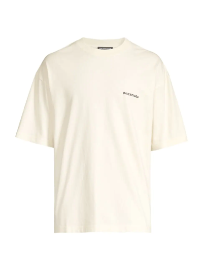 Shop Balenciaga Men's Cotton Logo T-shirt In Cream Black