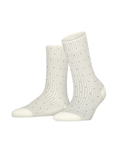 Shop Falke Women's Rib Dot Socks In Wool White