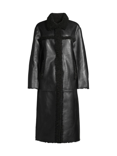 Shop Apparis Women's Tilly Faux Leather & Shearling Coat In Noir