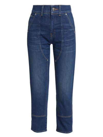 Shop Veronica Beard Women's Charlie With Chaps High-rise Stretch Barrel Crop Jeans In Astro