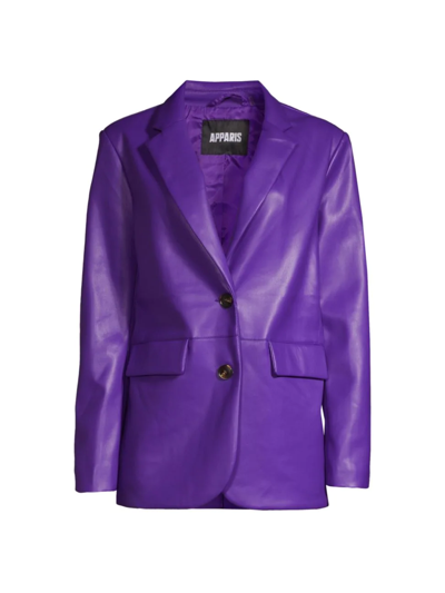 Shop Apparis Women's Killian Faux Leather Blazer In Electric Purple