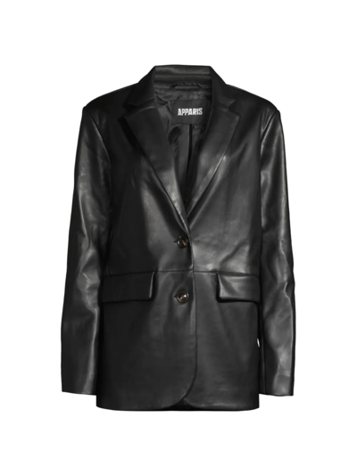 Shop Apparis Women's Killian Faux Leather Blazer In Noir