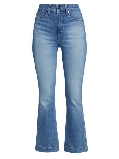 Shop Veronica Beard Women's Carson High-rise Stretch Flared Ankle Jeans In Mystic Blue