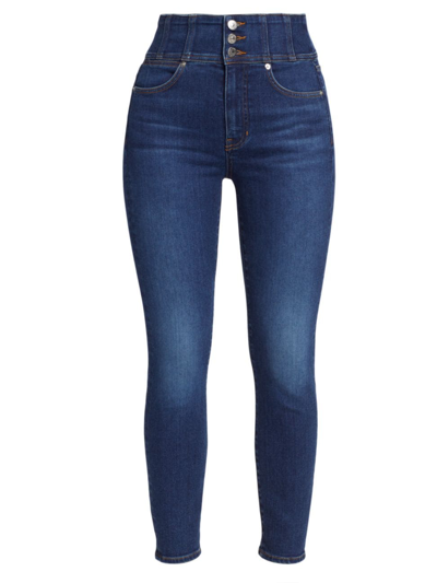 Shop Veronica Beard Women's Katherine Corset-waist Stretch Skinny Jeans In Bright Blue