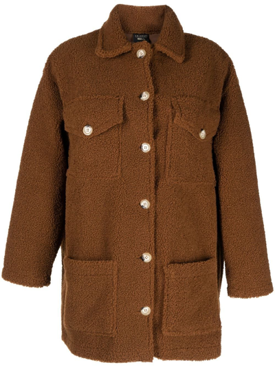 Shop Joshua Sanders Smiley Face Button-up Coat In Braun