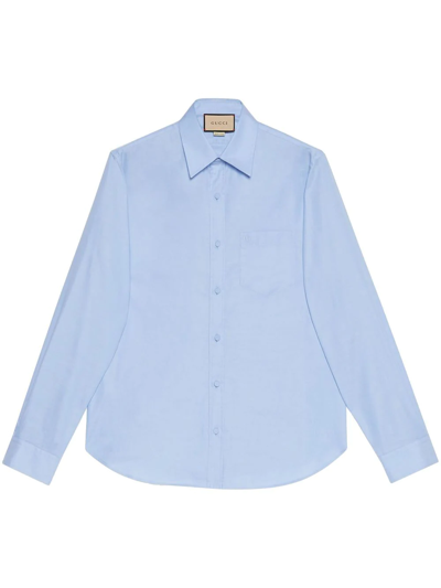 Gucci Cotton Shirt In Blue