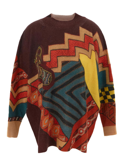 Shop Etro Oversize Knit Sweater In Multicolor