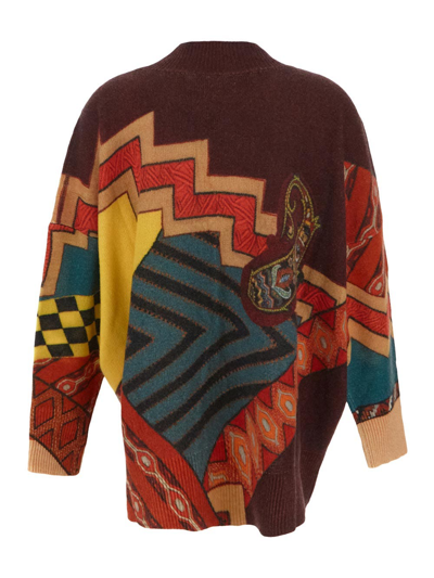 Shop Etro Oversize Knit Sweater In Multicolor