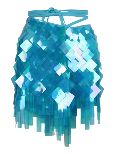 Shop Attico The  Aurelie Full Sequins Mini Skirt In Turquoise
