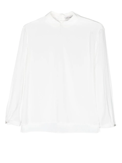 Shop Simonetta Teen Wide-sleeved Button-cuffs Shirt In 白色