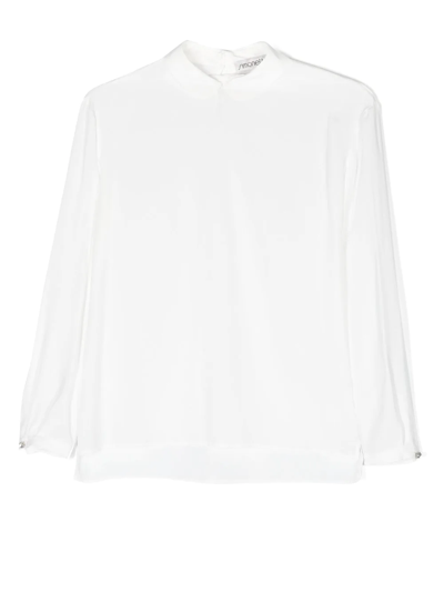 Simonetta Teen Wide-sleeved Button-cuffs Shirt In 白色