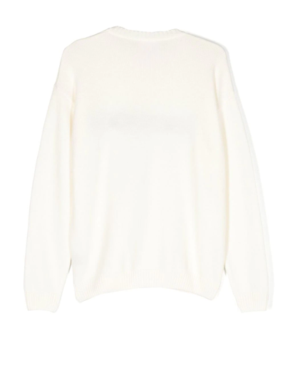 Douuod Teen Intarsia-knit Logo Jumper In 中性色