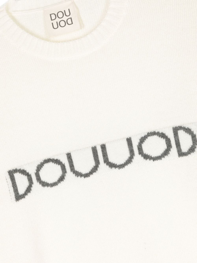 Douuod Teen Intarsia-knit Logo Jumper In 中性色