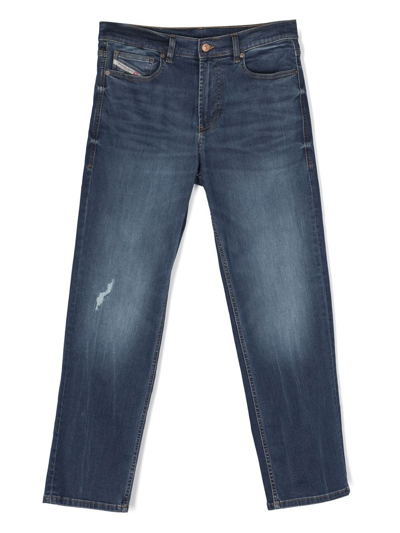 Shop Diesel Teen Low-rise Slim-cut Jeans In 蓝色