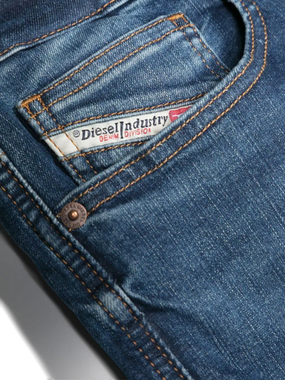 Shop Diesel Teen Low-rise Slim-cut Jeans In 蓝色