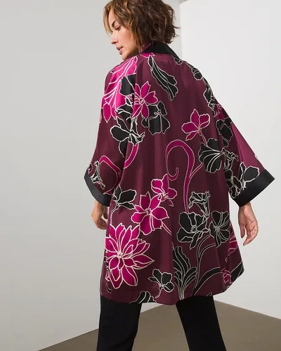 Shop Chico's Travelers Collection Print Kimono In Deep Chianti