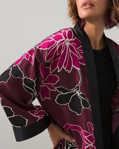 Shop Chico's Travelers Collection Print Kimono In Deep Chianti