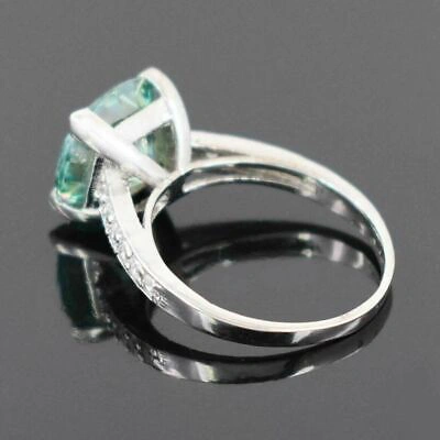 Pre-owned Ambika G & J 3 Ct Blue Diamond Solitaire Ring In 925 Strelling Silver Excellent Luster