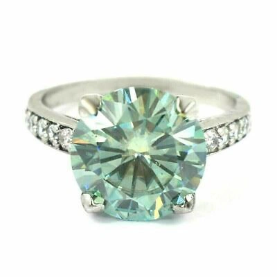 Pre-owned Ambika G & J 3 Ct Blue Diamond Solitaire Ring In 925 Strelling Silver Excellent Luster