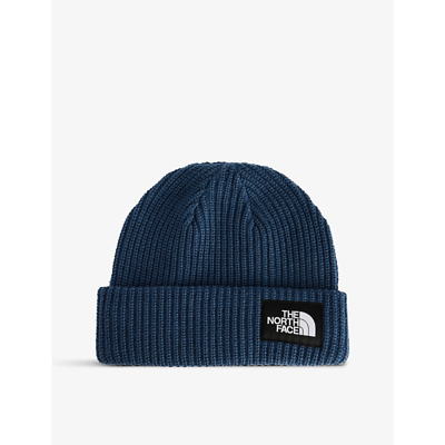 Shop The North Face Salty Dog Logo-patch Woven-knit Beanie Hat In Shady Blue