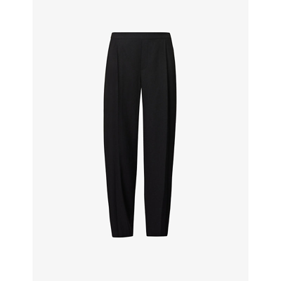 Shop Vince Straight-leg Mid-rise Stretch-flannel Trousers In Black-001blk