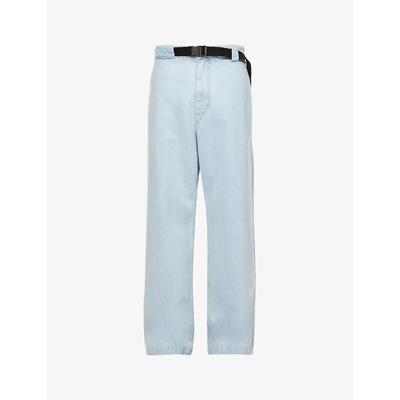 Shop Moncler Genius X Jw Anderson Mid-rise Wide-leg Jeans In Denim